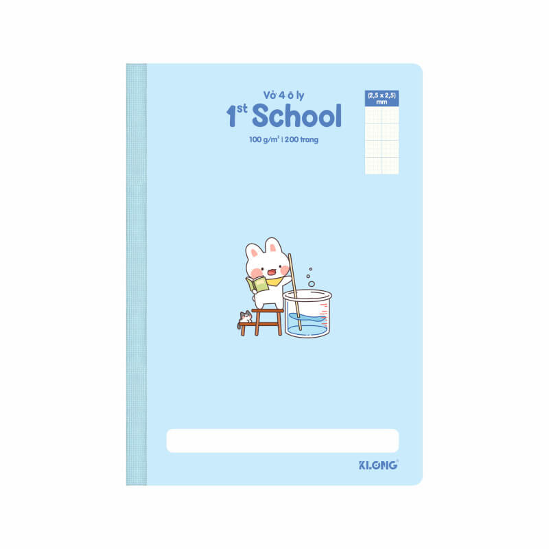 Bìa vở 4 ô ly 1st School B5 200 trang mã 062 mặt trước