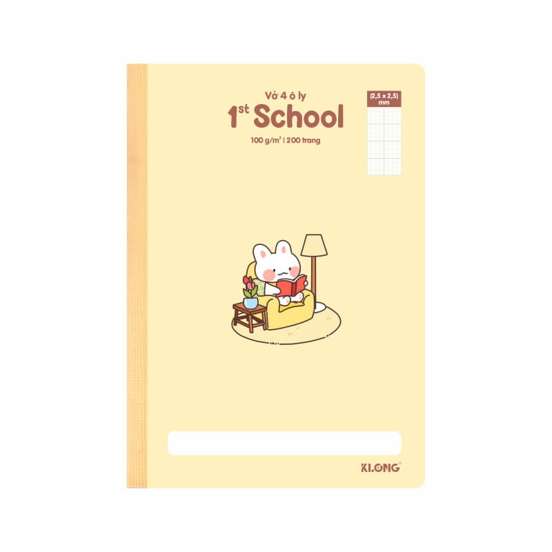 Bìa vở 4 ô ly 1st School B5 200 trang mã 062 mặt sau