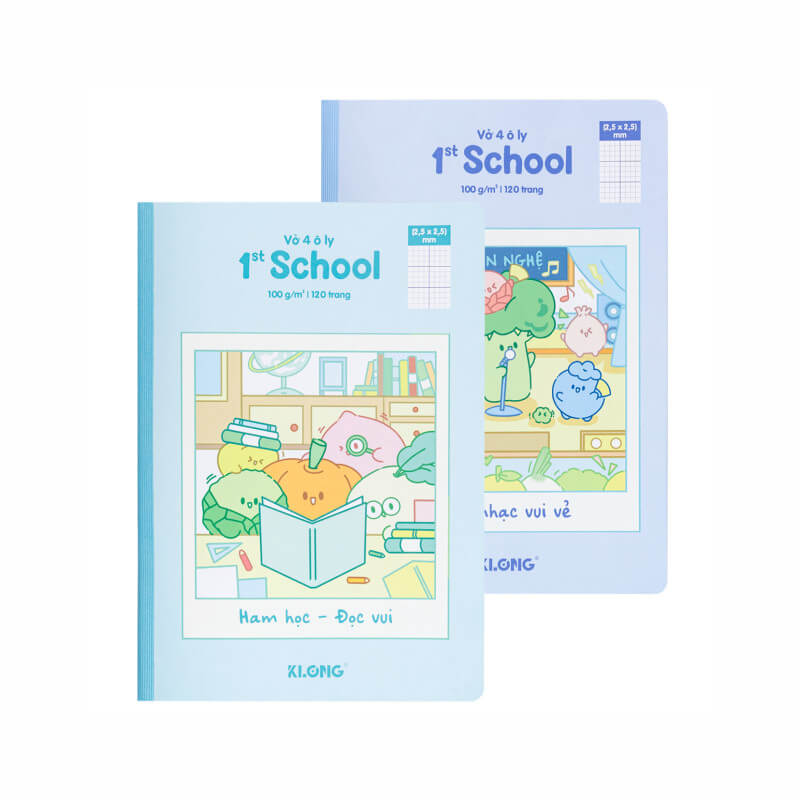 Vở 4 ô ly may dán gáy 1st School Fruity B5 KLONG MS 028 – ảnh bìa
