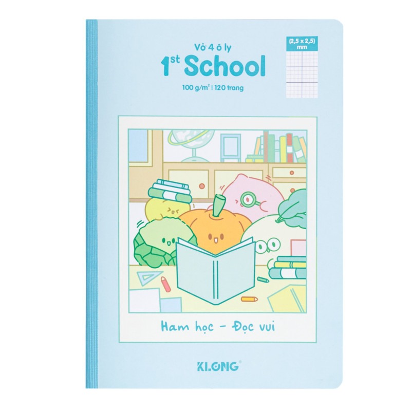Vở 4 ô ly may dán gáy 1st School Fruity B5 KLONG MS 028 – ảnh chi tiết 2