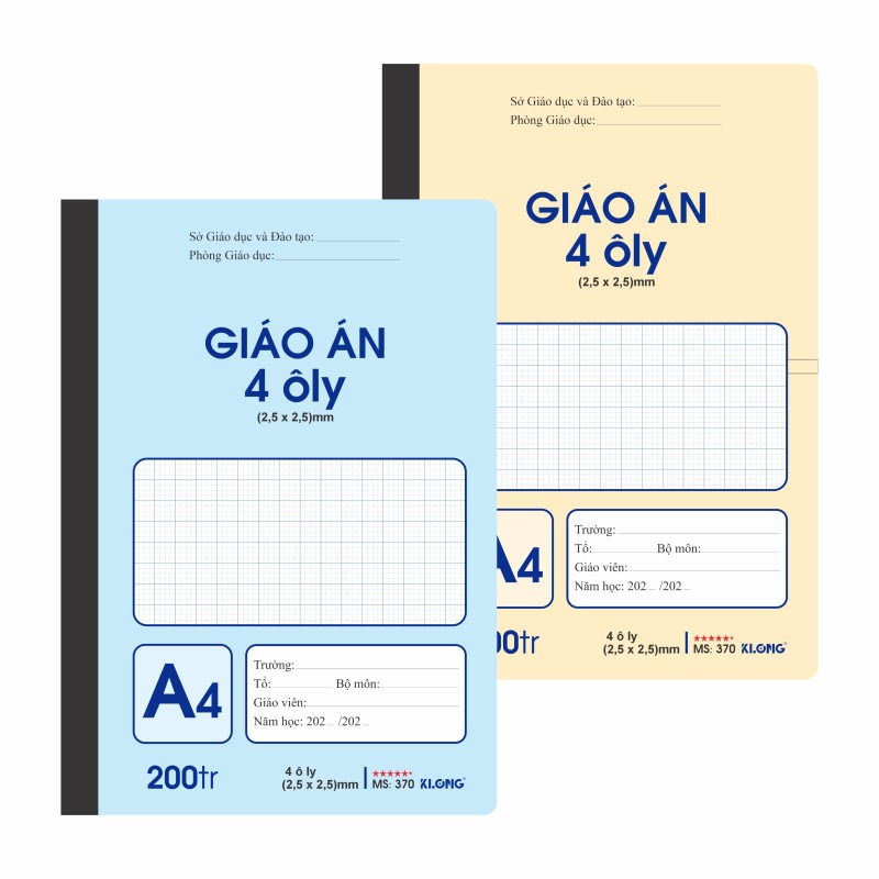 Sổ giáo án 4 ô ly A4 200 trang KLONG MS 370 – ảnh bìa