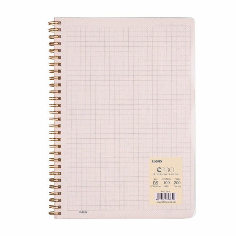 Sổ Caro (6 x 6) mm lò xo kép bìa nhựa 2 mặt B5 KLONG MS 585 – ảnh chi tiết 2