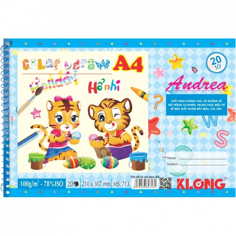 Vở vẽ lò xo xé A4 KLONG MS 713 – ảnh chi tiết 2