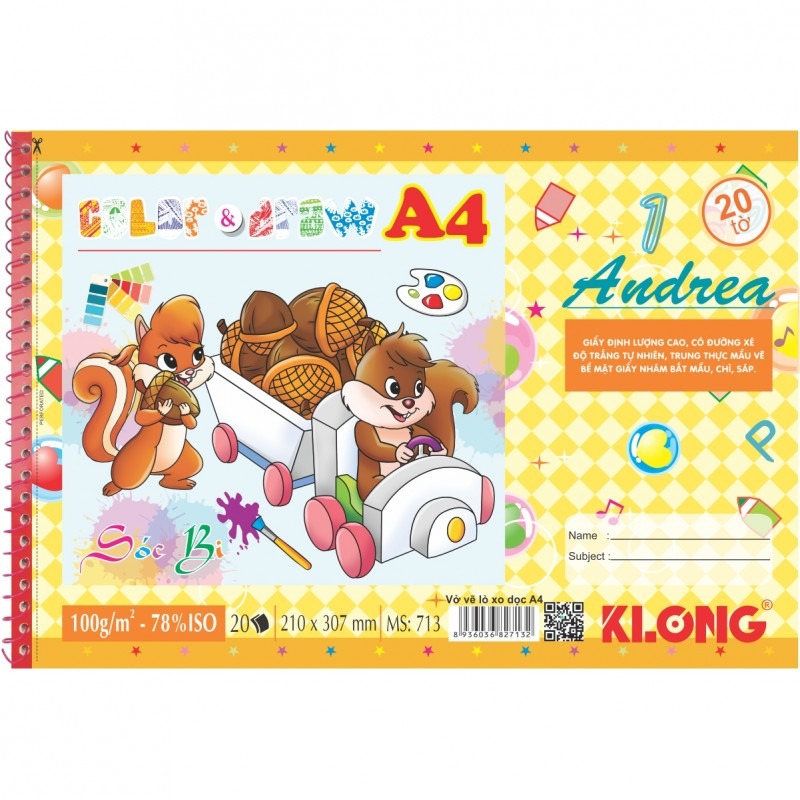 Vở vẽ lò xo xé A4 KLONG MS 713 – ảnh chi tiết 5