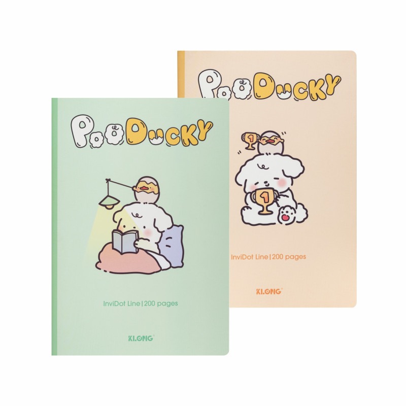 Vở kẻ ngang ghim InviDot Line Poo Ducky B5 200 trang KLONG MS 867 – ảnh bìa