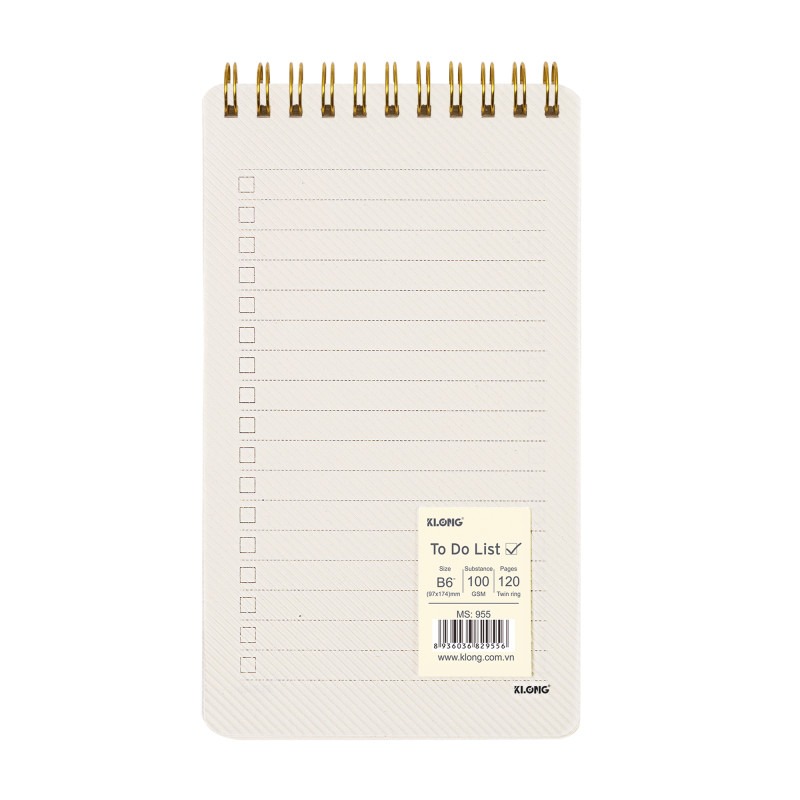 Sổ To Do List lò xo kép bìa nhựa 2 mặt B6 KLONG MS 955 – ảnh chi tiết 2